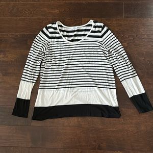 Vince Varying Stripes Long Sleeve Black/Cream Ladies L